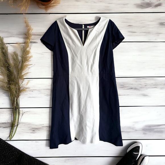 Boden Womens Dress Sz 16 Freida Textured Navy Blue Ivory Shift Fit and Flare NEW - Picture 5 of 10